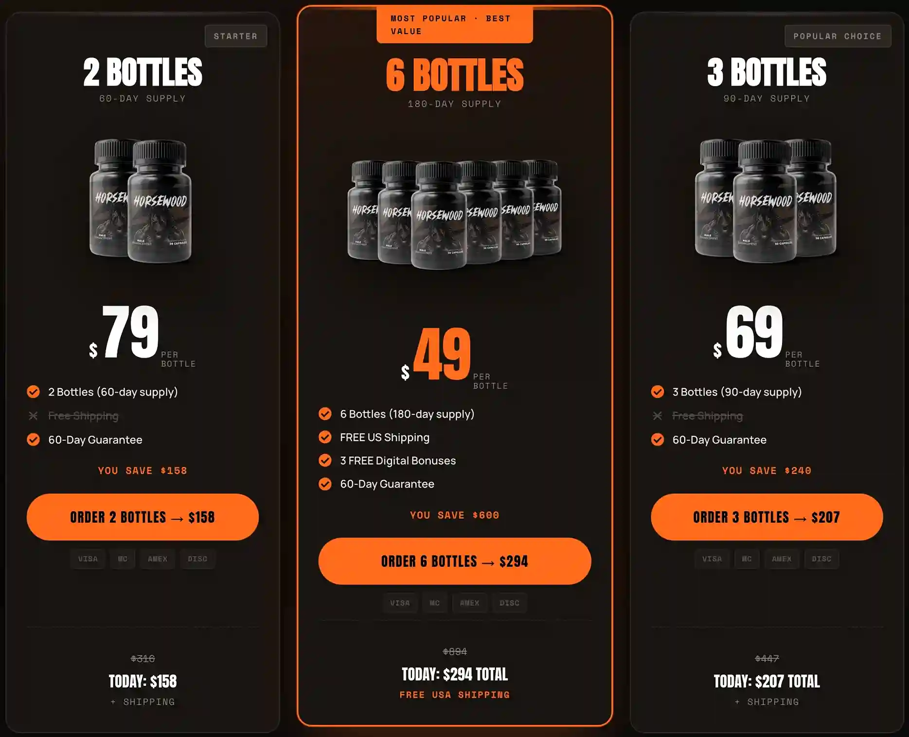 Horsewood Pricing — 2, 3, 6 Bottle Packages